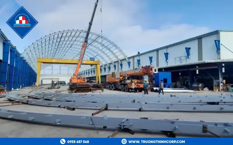 Steel frame production process at Truong Thinh's factory