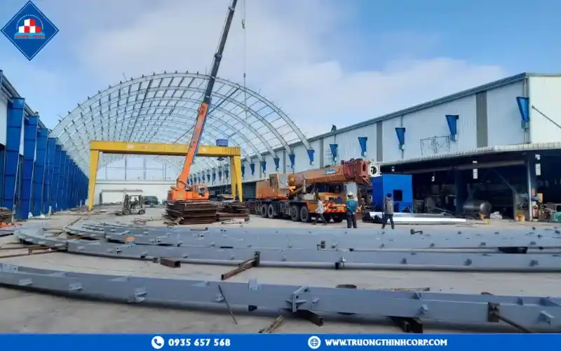 Steel frame production process at Truong Thinh's factory