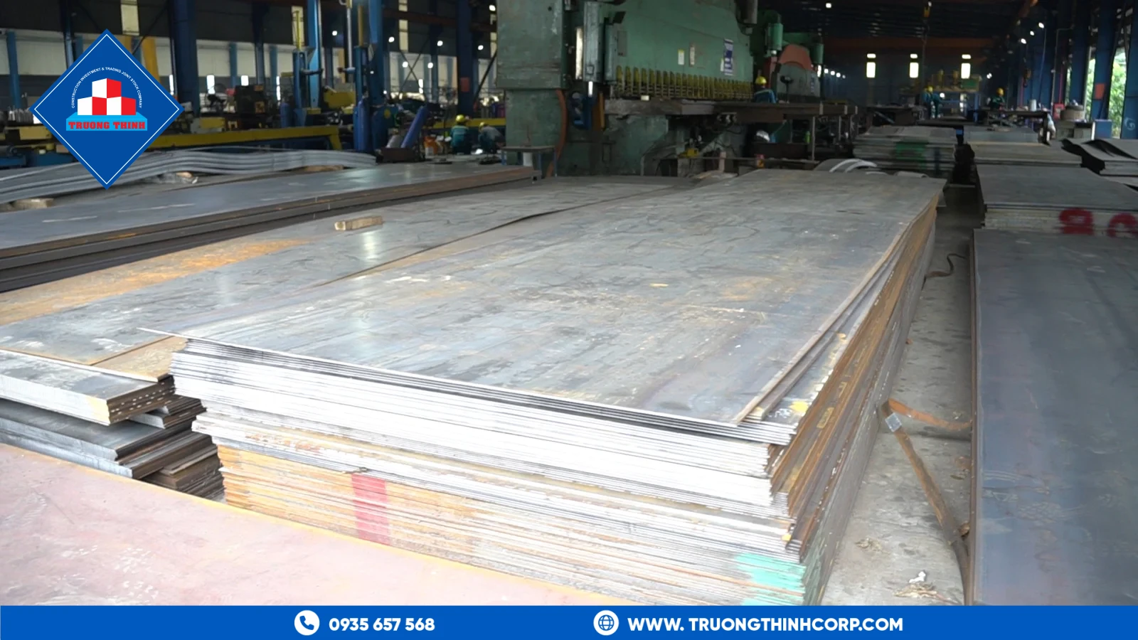 Raw structural steel material stock used to fabricate steel structure components at Truong Thinh Corp