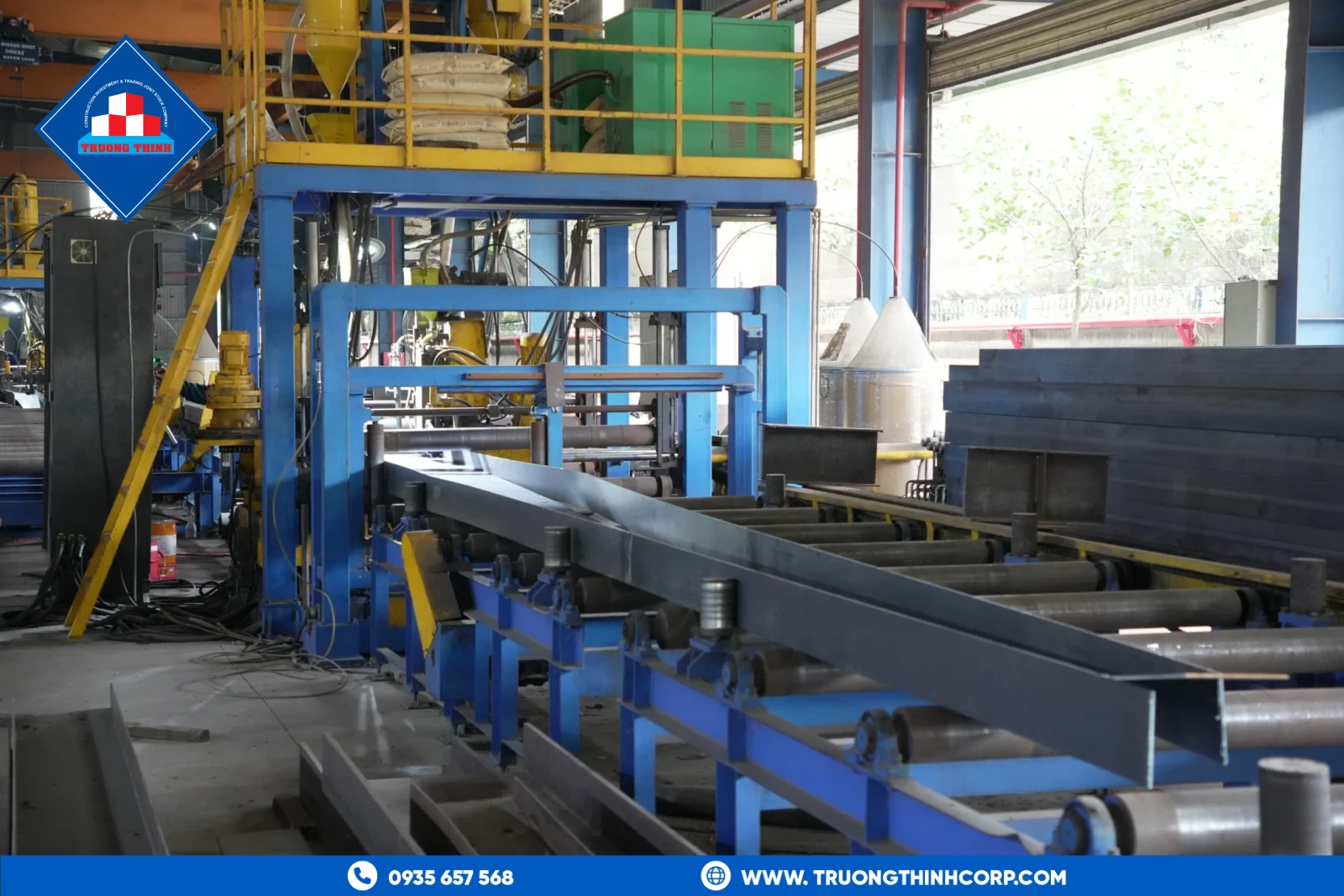 Finished built-up steel beam sections ready for shipment at Truong Thinh Corp