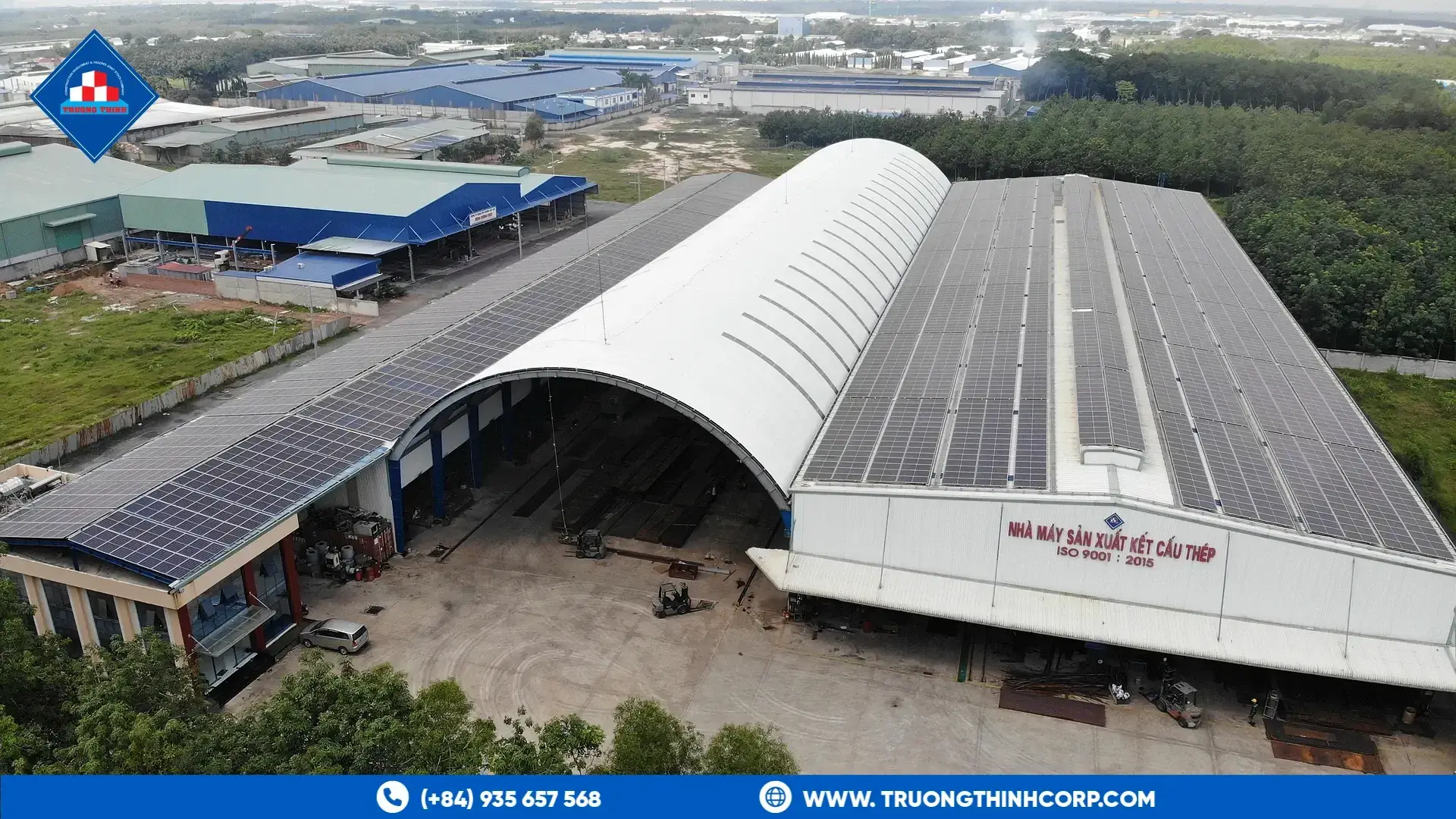 Aerial view of the Truong Thinh Corp steel structure factory and surrounding industrial area