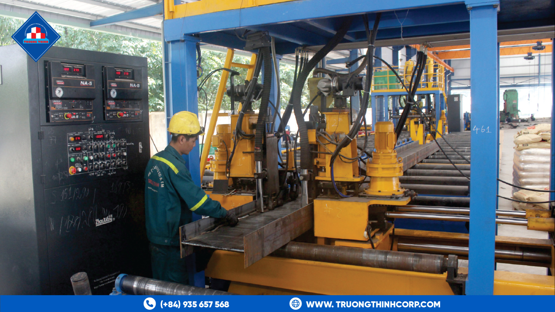 Automated beam processing line at the Truong Thinh steel fabrication factory