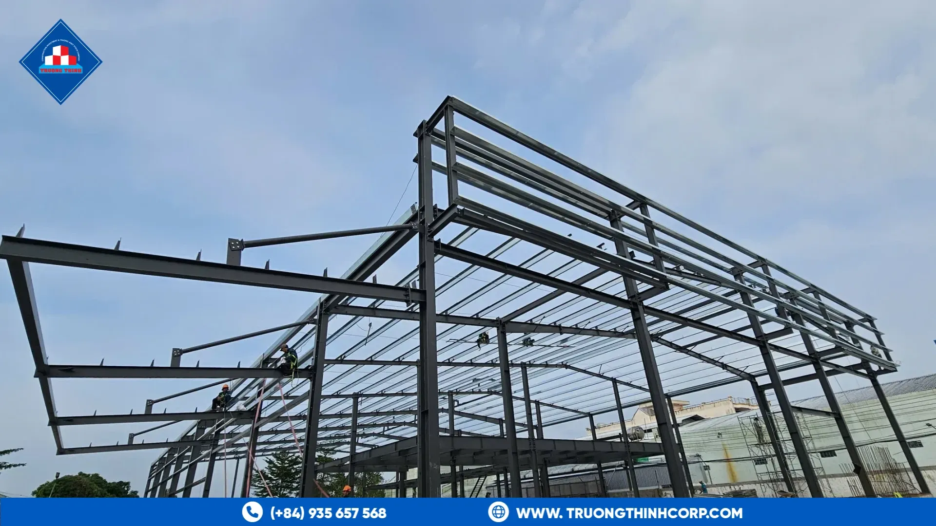 Long-span steel frame erected for an automotive facility, BYD Ca Mau project by Truong Thinh Corp