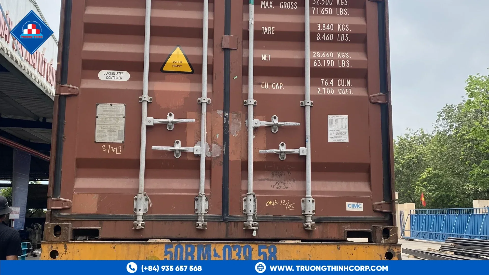 Container trailer in a logistics yard, ready for shipment