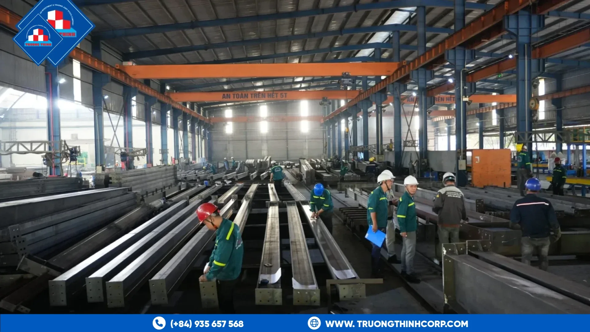 Welding workshop floor of Truong Thinh Corp factory with a monthly steel fabrication capacity