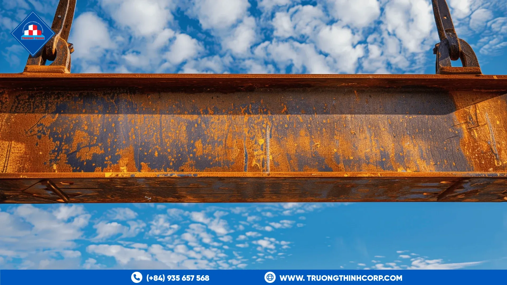 Uncoated structural steel beam with surface rust, the condition that protective coatings are designed to prevent